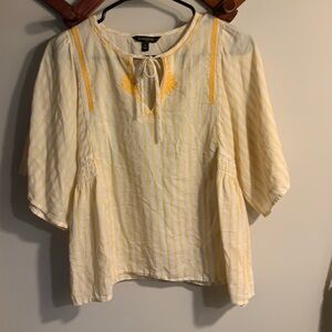 Banana Republic Yellow and White Striped Blouse